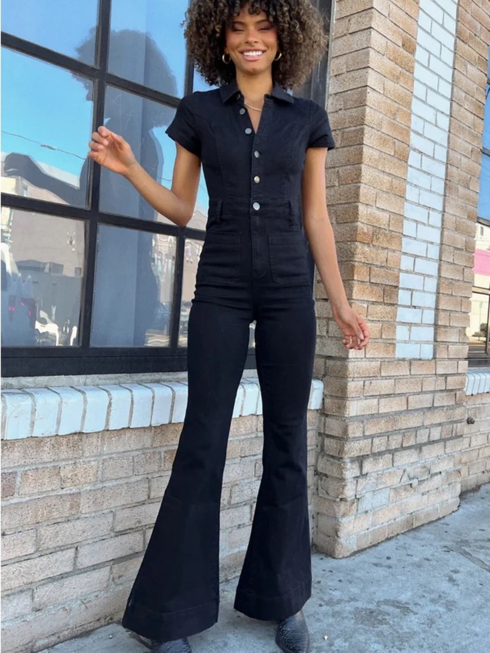 Show Me Your Mumu everhart Black denim jumpsuit sz Medium sold out